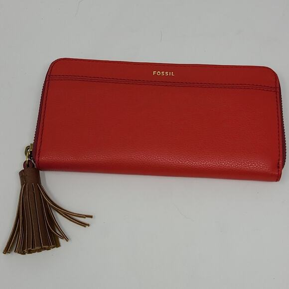 Fossil Tara Brick Red Leather Wallet - Picture 2 of 6